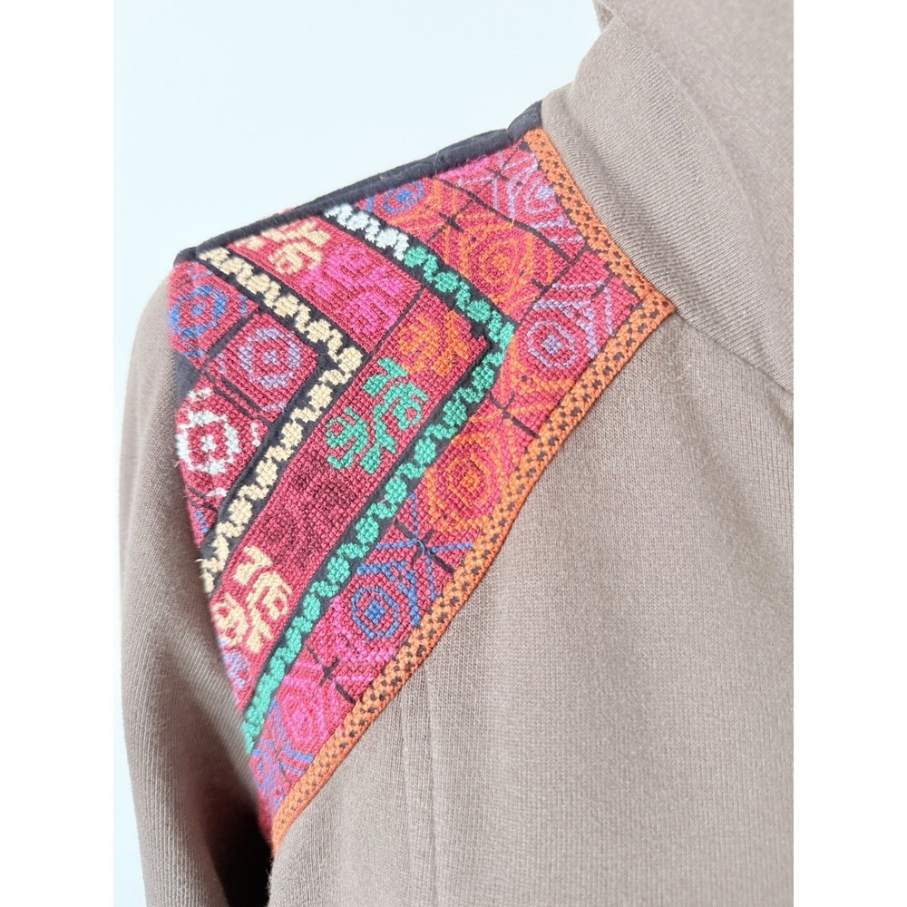 Ecote Women's L Embroidered Southwest Moto Zip Jacket Brown - Picture 3 of 16